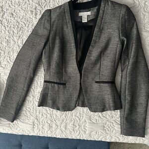 H&M Gray Textured Open-Front Women's Blazer